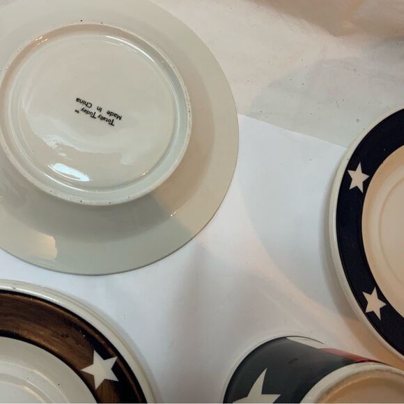 4 Totally Today Texas Flag Lone Star Cups Mugs Saucers White Blue Patriotic A11 - Picture 5 of 7